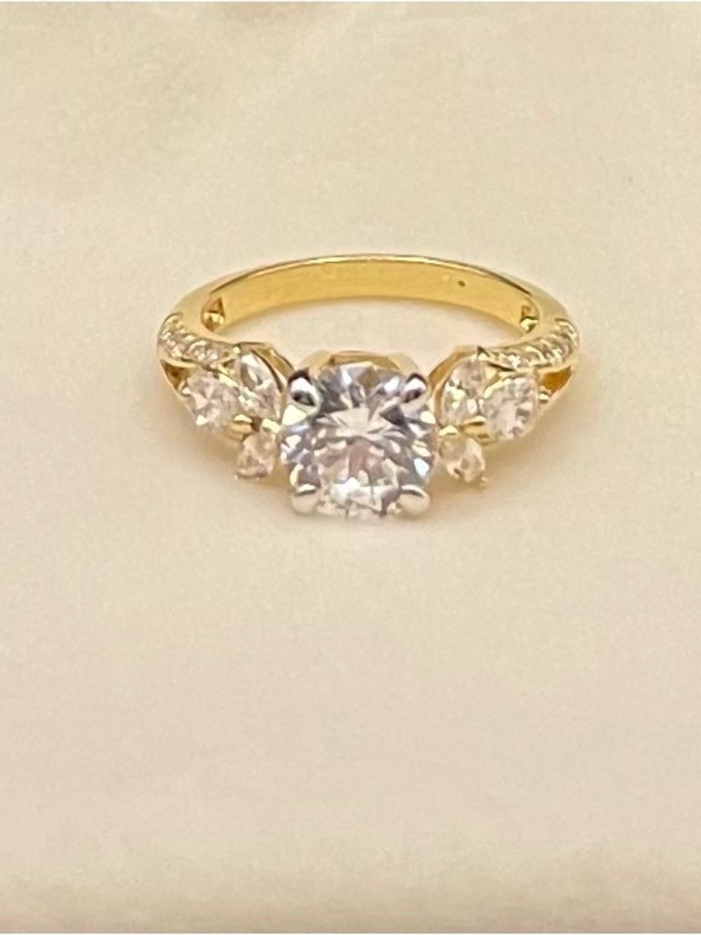 NWT Never Worn Radiance by HSN Absolute .925 SS Gold Vermeil Leaf Cluster Ring - Picture 4 of 10